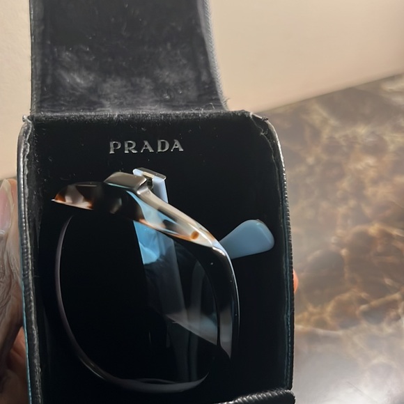 Prada Milano squared sunglasses. Brown spotted and Black with blue inside trim. - Picture 7 of 7